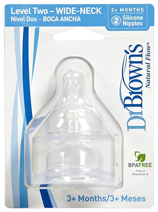 Brown's Wide Neck Nipples 2-Pack Dr Level Two 
