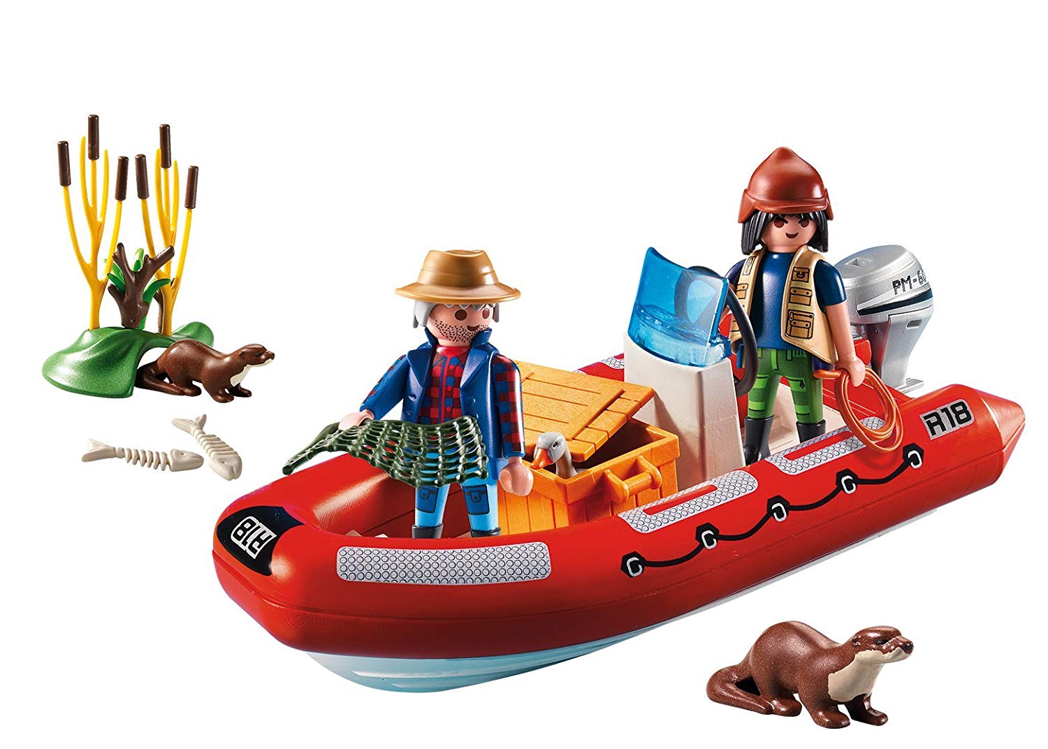 playmobil inflatable boat with explorers