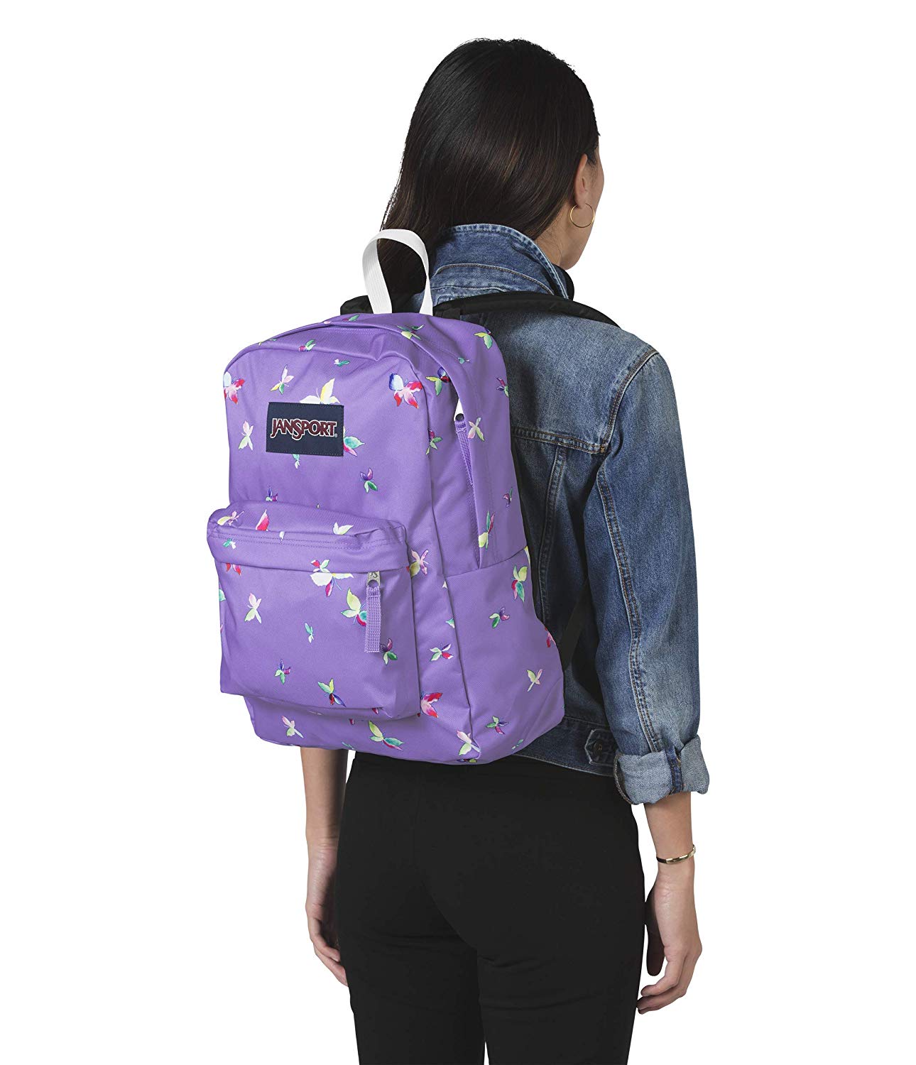 JanSport Superbreak Backpack Classic School Bag Purple Dawn Butterfly Kisses Top Toys