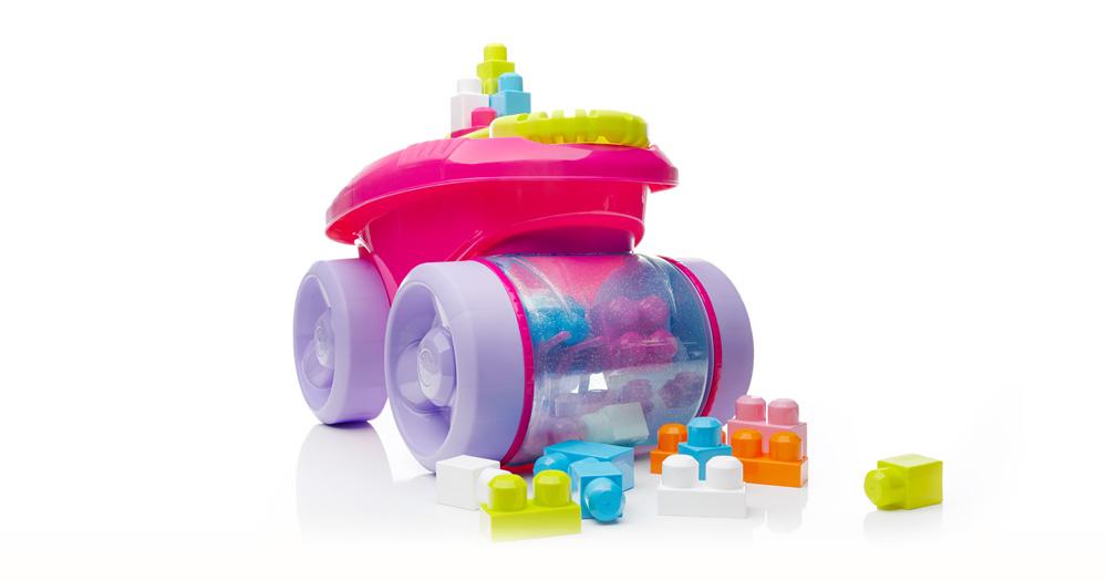 Mega Bloks Large blocks to build with built in trolley Pink Top Toys
