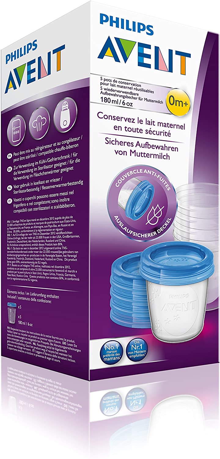 Buy Philips Avent Reusable Breast Milk Storage Cups 0m+ 180ml x10 ·  Switzerland