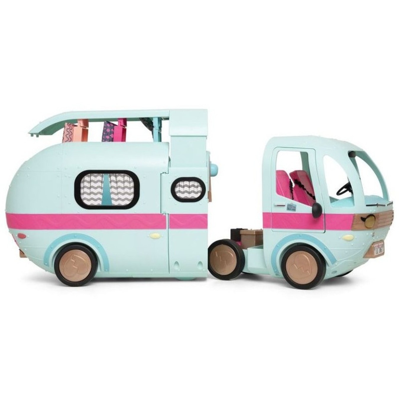 LOL Surprise OMG Glamper Fashion Camper Deluxe Doll Playset 55+ Surprises,  Fully Furnished, Light Up Pool, Water Slide, Bunk Beds, Cafe, BBQ Grill, DJ