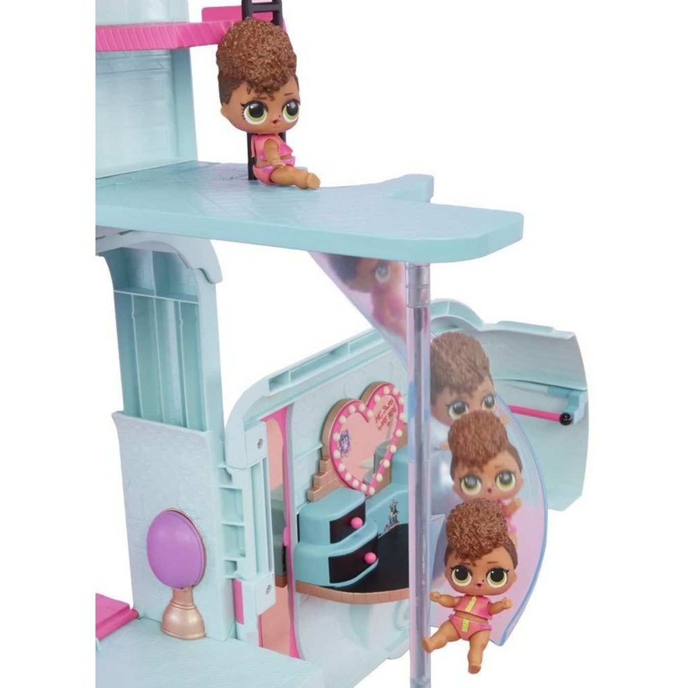 LOL Surprise OMG Glamper Fashion Camper Deluxe Doll Playset 55+ Surprises,  Fully Furnished, Light Up Pool, Water Slide, Bunk Beds, Cafe, BBQ Grill, DJ