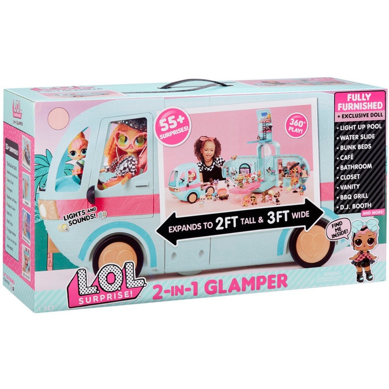 OMG 4-in-1 Glamper Camper 55+ Surprises Blue – L.O.L. Surprise