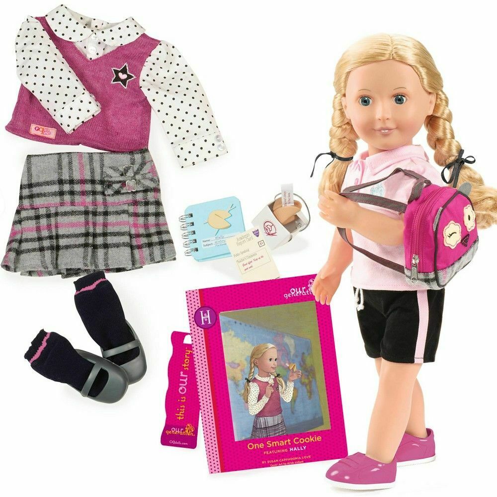Our Generation Hally Deluxe School Girl Doll with Book
