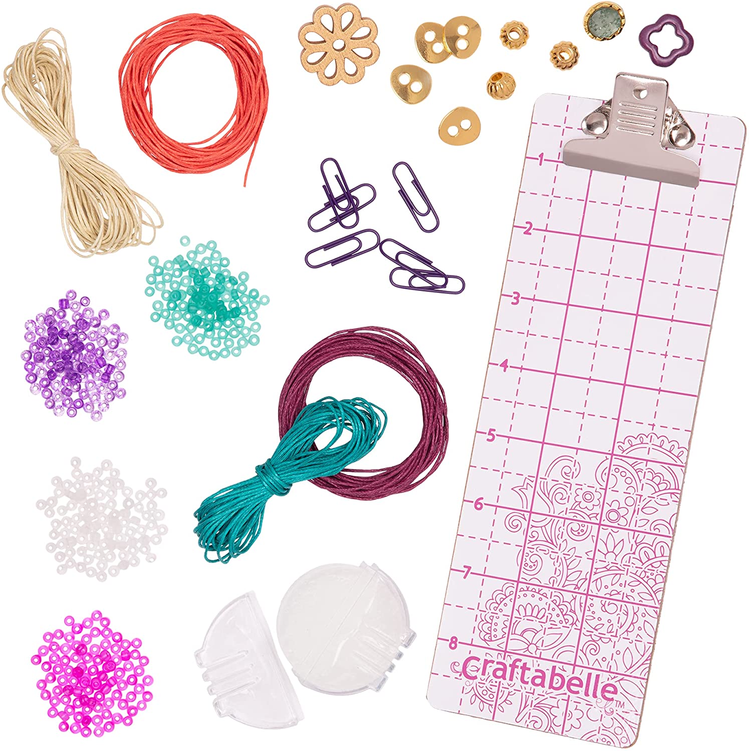 Bracelet-Making Kit Craftabelle DIY Jewelry Kits for Kids Aged 8 Years + CF2400C6Z 29pc Jewelry Set with Beads and Leather Cords Natural Charms Creation Kit 