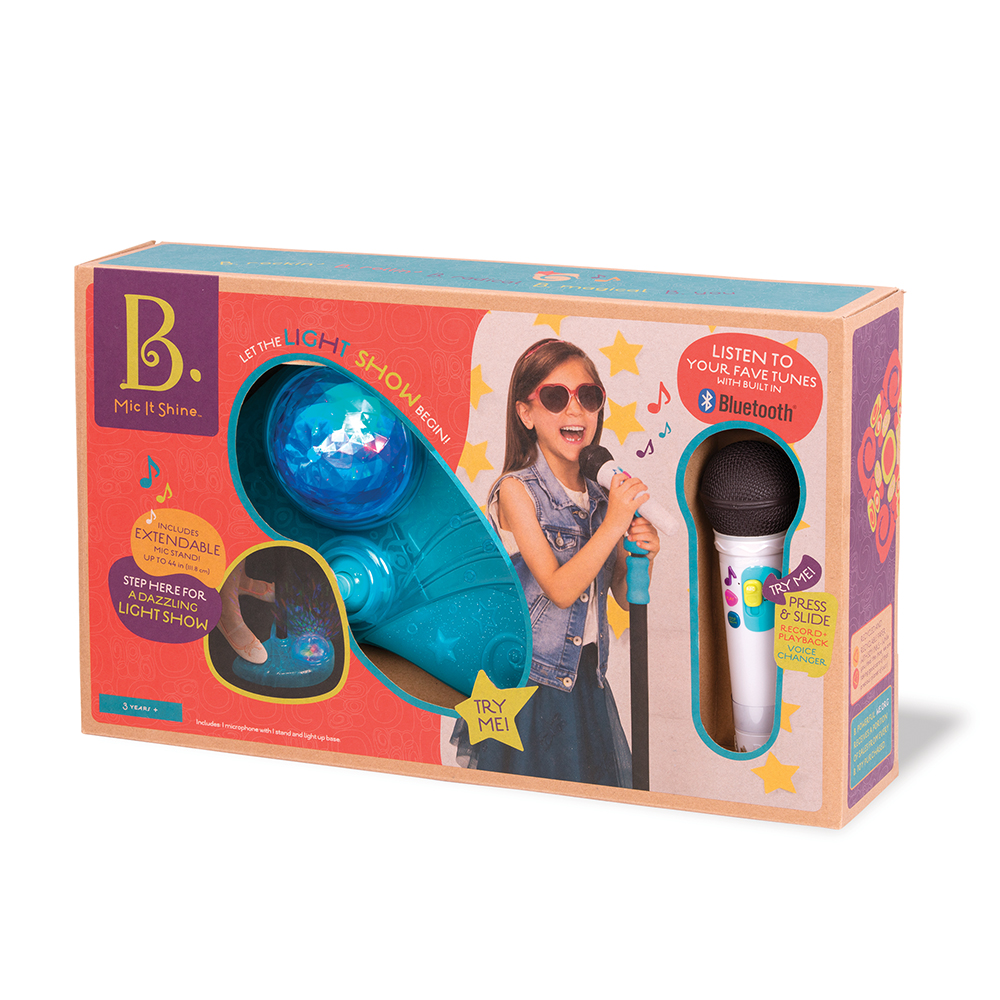 Instruments de musiques B.Toys - Mic It Shine - Jouet Micro avec Pied  Lumineux - Microphone Extensible avec Fonction Bluetooth et Base Lumineuse  pour Enfants à partir de 3 Ans