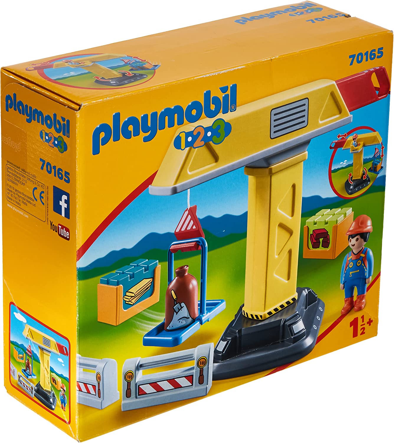 Playmobil 70165 1.2.3 Construction Crane for Children 18 Months Top Toys