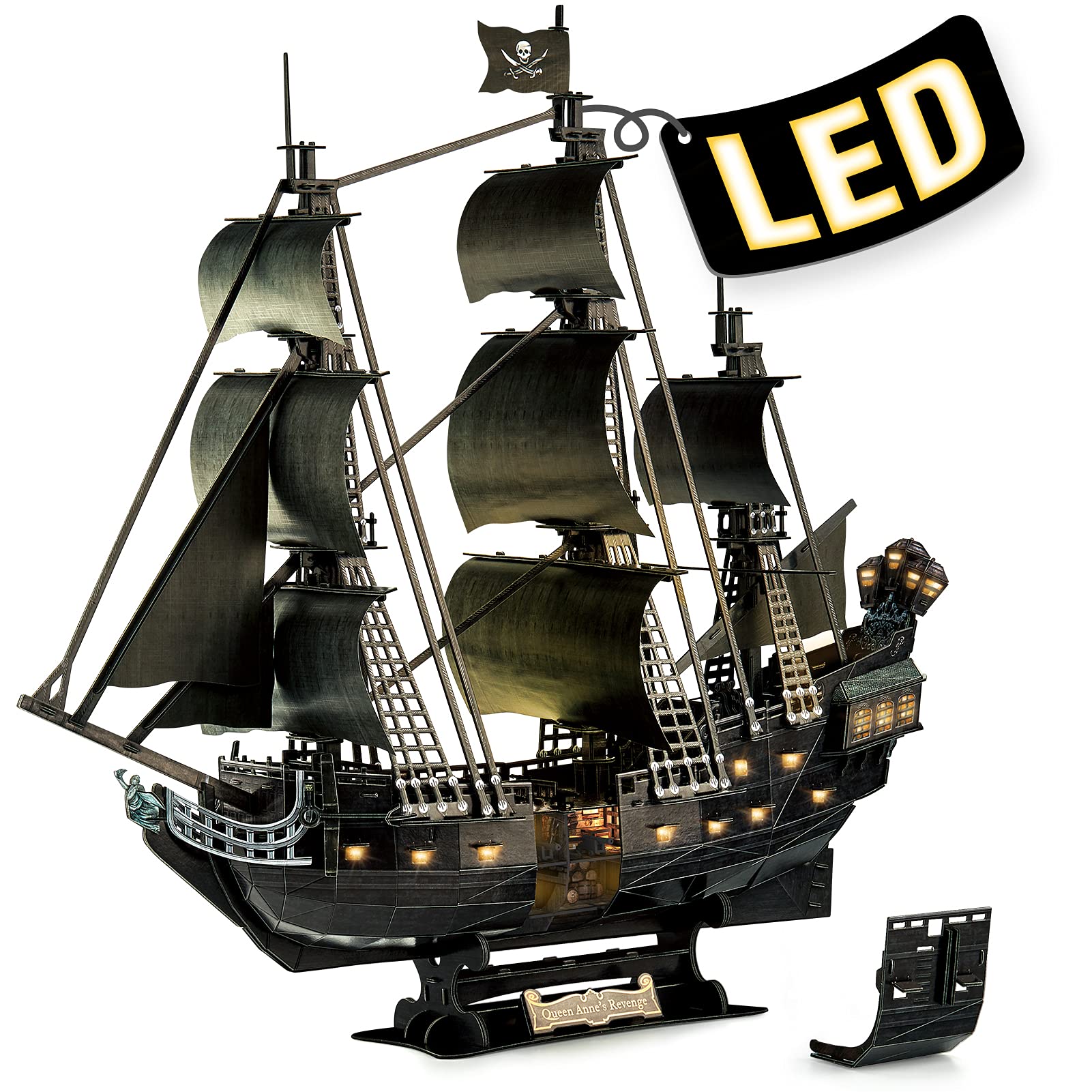 Cubic Fun 3D Pirate Ship Puzzle Kit with LED Lights 340 Pieces